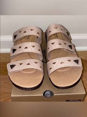 Clarks Laurieann Nora Leather Sand Slide Sandal Tan Size size 12 NWT